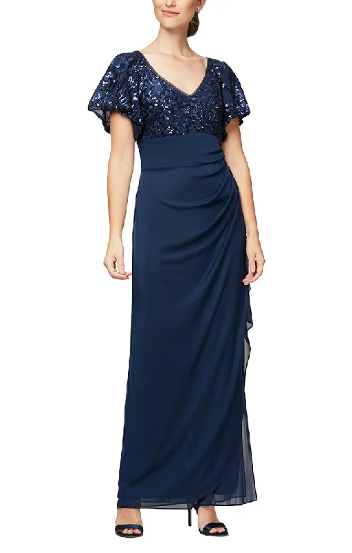 women's bell-sleeved dressesAlex Evenings 8196771 - High Waist Gown