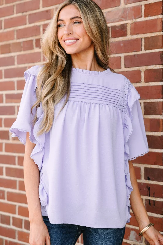 women's tops for those who want to elevate their everyday wear with chic and elegant piecesStep It Up Lavender Purple Ruffled Blouse