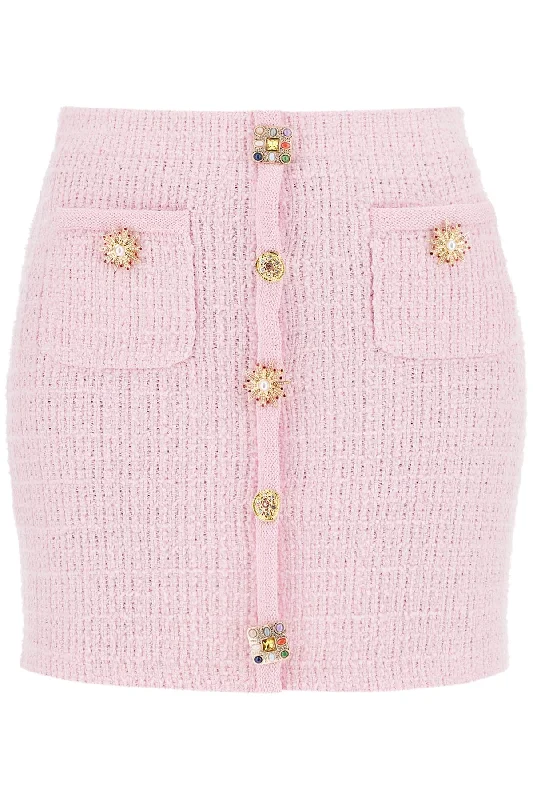 women's cocktail skirtsSelf Portrait Women's 'Knitted Mini Skirt With Jewel Buttons