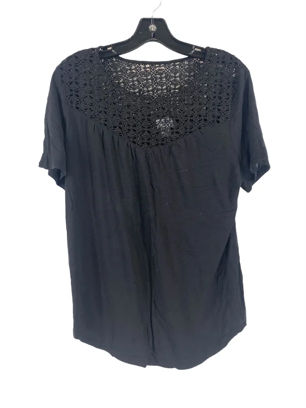 women's T-shirts with wrinkle-resistant materialBlack Top Short Sleeve Old Navy, Size L