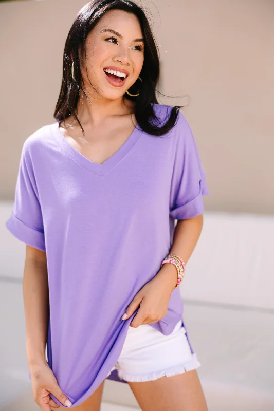 women's tops with sleeveless designsMake Your Life Easy Lavender Purple V-neck Top