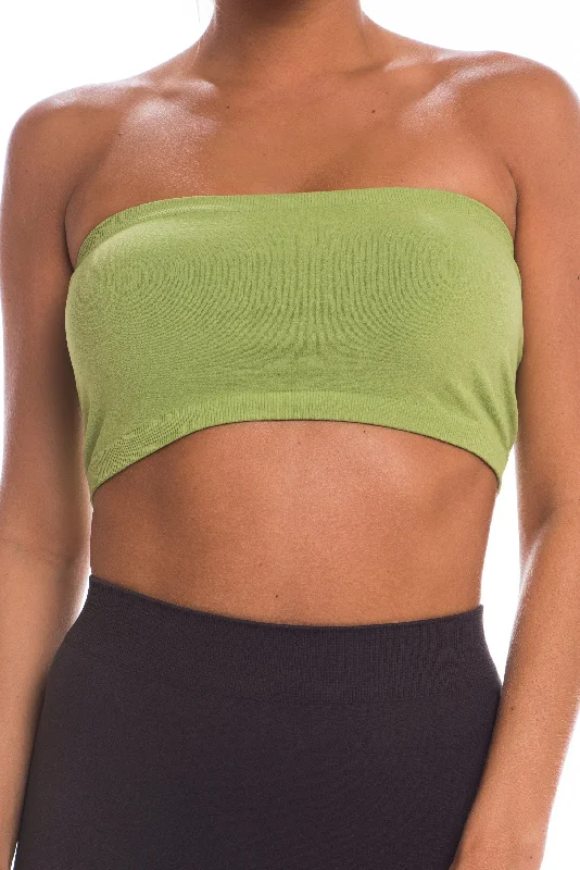 women's tops with built-in brasJust That Easy Green Bandeau Top