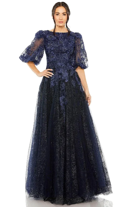 women's glam dressesMac Duggal 20506 - Illusion Puff Sleeve Evening Gown