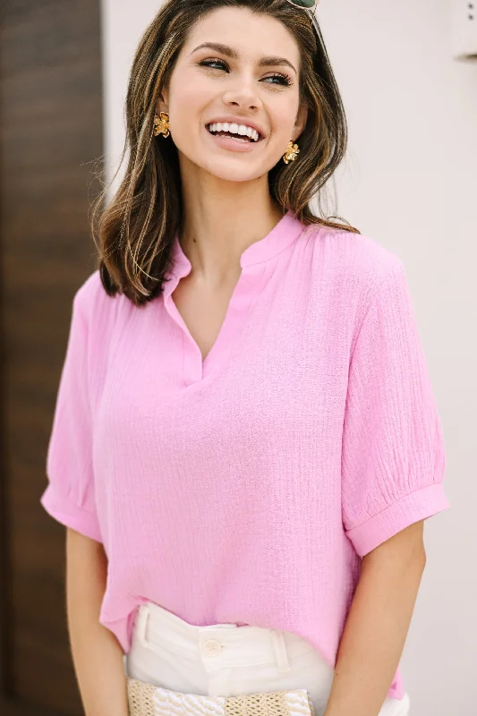 women's tops for those who seek both style and comfortGood To Go Pink Gauze Top