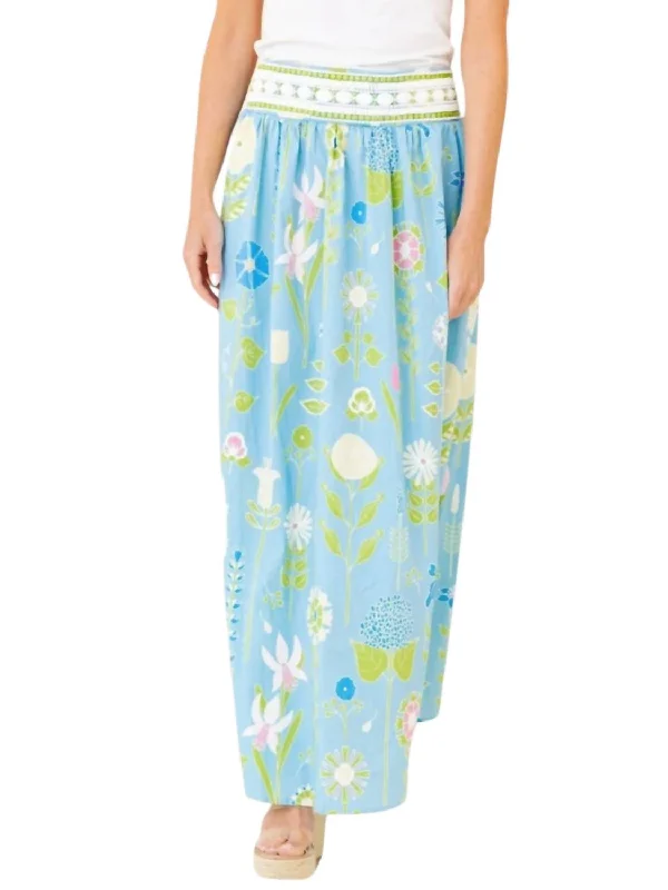 women's crochet maxi skirts for beach outingsLillian Skirt In Secret Garden Soft Sky