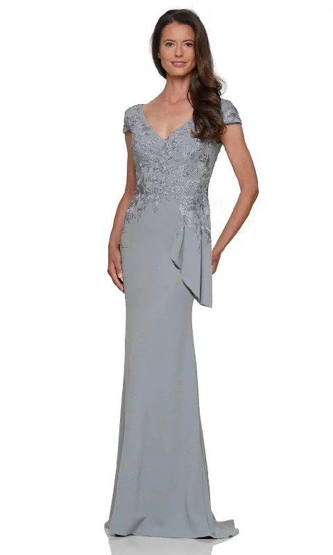 women's empire waist dressesRina di Montella RD2960 - Cap Sleeves Embroidered Evening Gown