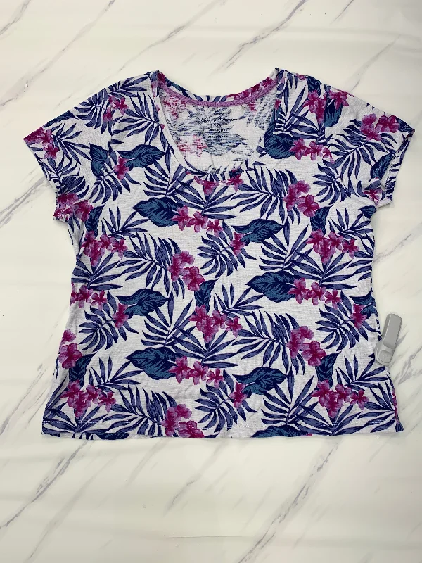 women's T-shirts with high-low hemlinesFloral Print Top Short Sleeve Designer Tommy Bahama, Size Xl