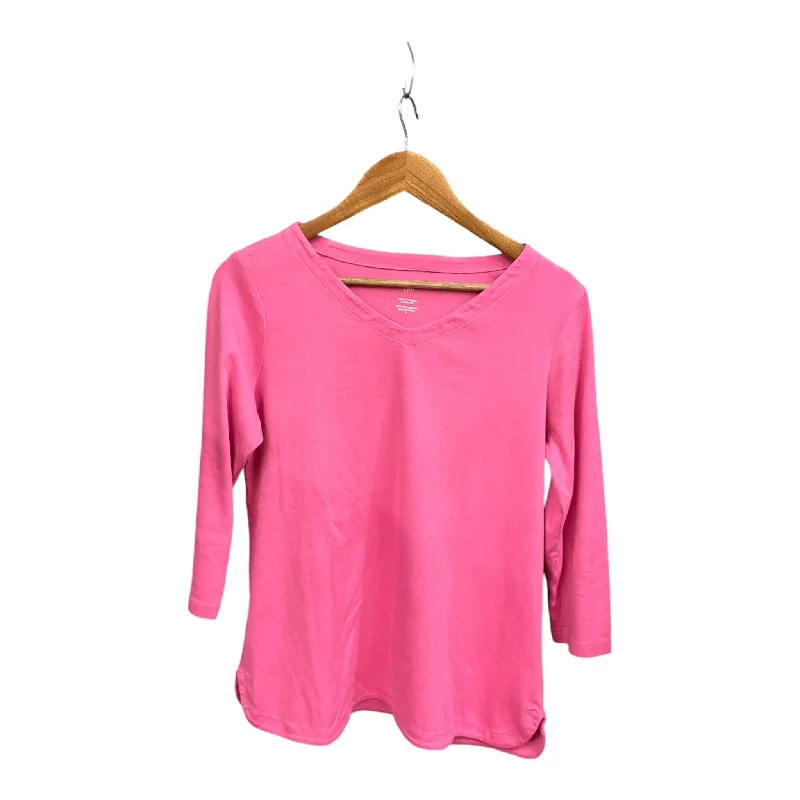 women's long sleeve tops with quilted designsTop Long Sleeve Basic By J. Jill In Pink, Size: M