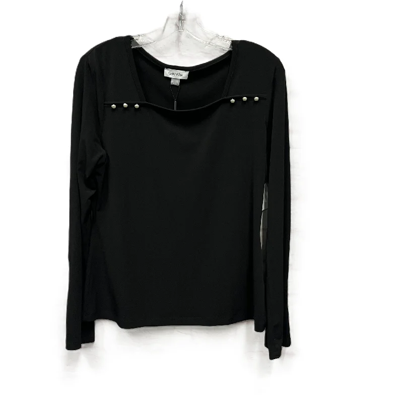 women's long sleeve tops with relaxed fitsTop Long Sleeve By Calvin Klein In Black, Size: M