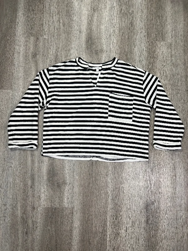 women's long sleeve tops with warm and cozy fabricTop Long Sleeve By Blu Pepper In Striped Pattern, Size: S