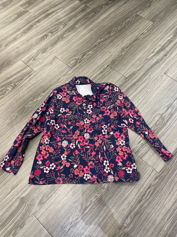 women's long sleeve tops with artistic printsTop Long Sleeve By Appleseeds In Floral Print, Size: 1x