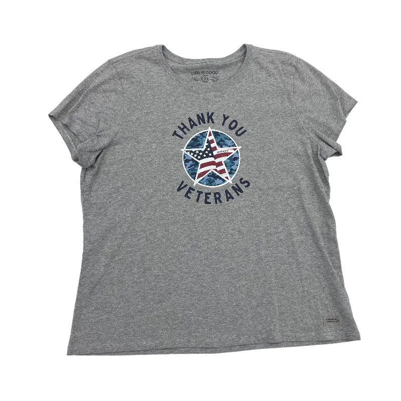 women's T-shirts with faded effectsGREY LIFE IS GOOD TOP SS, Size XXL