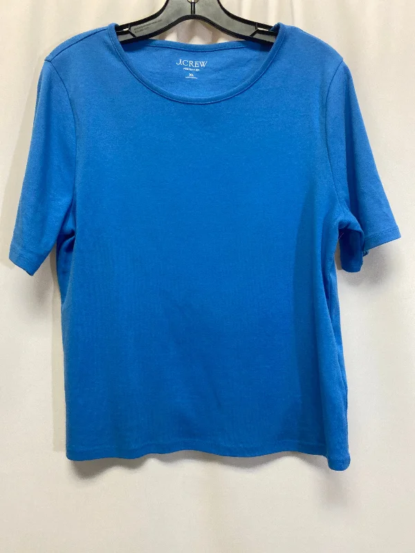 women's T-shirts with embroidery detailsBlue Top Short Sleeve J. Crew, Size Xl