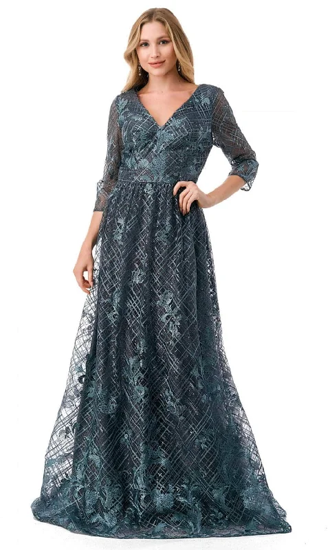 women's retro dressesAspeed Design M2735F - Lattice Print Evening Gown