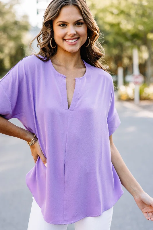 women's tops with lace-up frontsThis Is Why Lavender Purple Top