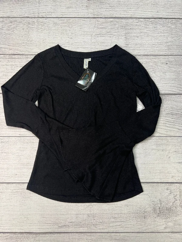 women's long sleeve tops with abstract designsTop Long Sleeve By Hayden La In Black, Size: L