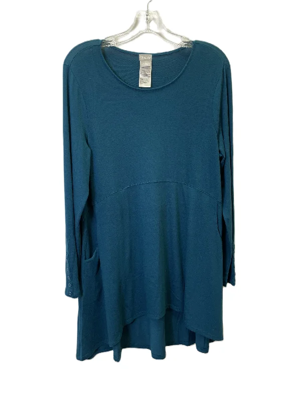 women's long sleeve tops with international brandingTop Long Sleeve Basic By Chicos In Teal, Size: M