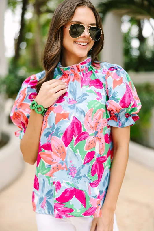 women's tops for those who prefer classic over trendy stylesSay You Love Me Blue Floral Blouse