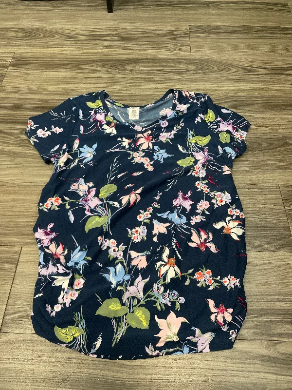 comfortable women's T-shirtsFloral Print Top Short Sleeve Time And Tru, Size Xl