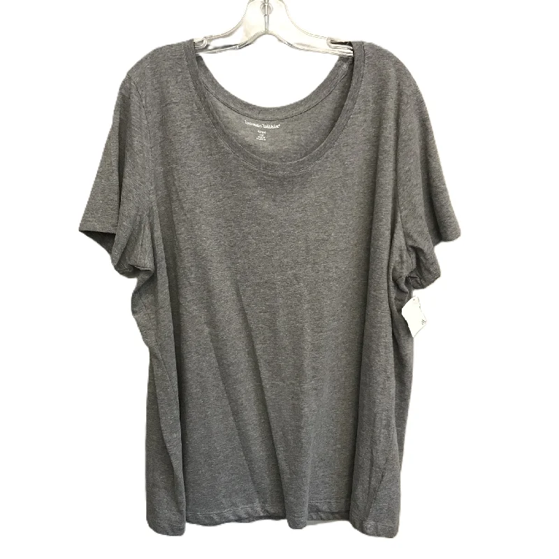 women's T-shirts with moisture-wicking fabricGrey Top Short Sleeve Basic By Woman Within, Size: 1x