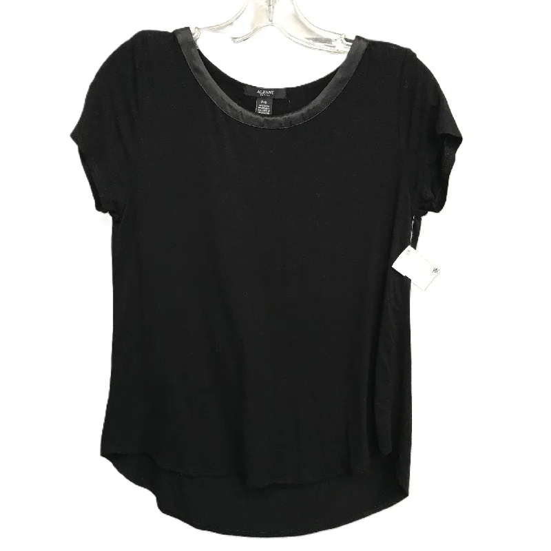 women's T-shirts with sustainable productionBlack Top Short Sleeve Basic By Alfani, Size: S