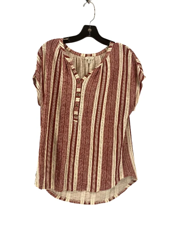 women's T-shirts with ethical sourcingStriped Pattern Top Short Sleeve Lucky Brand, Size M