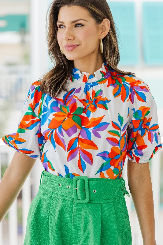 women's tops for those who appreciate subtle and muted tonesRemember The Day Ivory White Floral Blouse