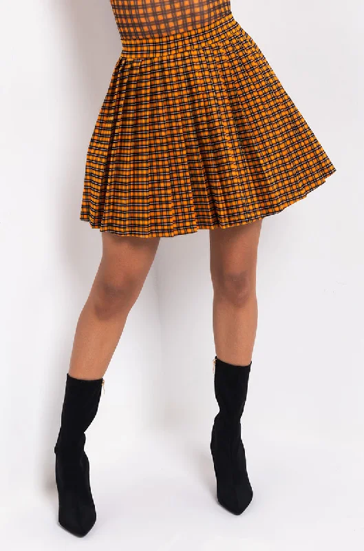 women's button-down skirtsSWOOSH PLEATED SKIRT ORANGE MULTI