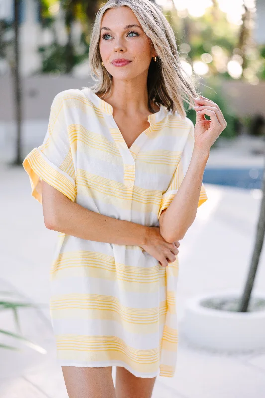 women's tops for picnics in the parkFollow The Rules Yellow Striped Cover-Up