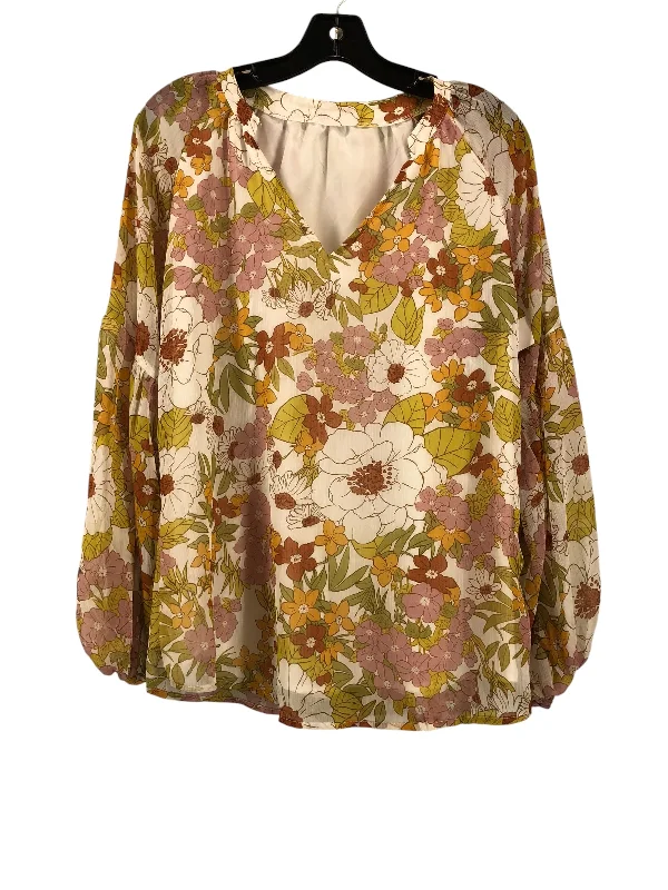 women's long sleeve tops for the officeTop Long Sleeve By Clothes Mentor In Floral Print, Size: M