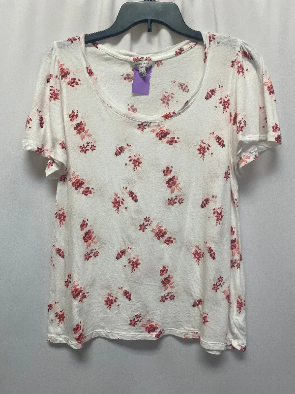 women's T-shirts made of cottonWhite Top Short Sleeve Lucky Brand, Size S