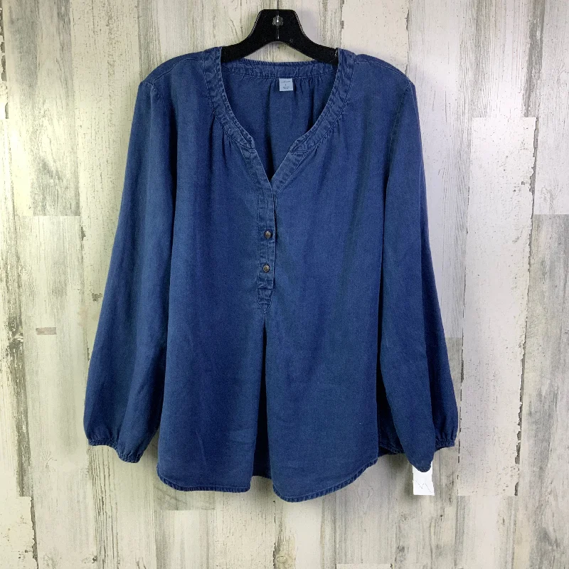 women's long sleeve tops with sustainable fabricTop Long Sleeve By Old Navy In Blue Denim, Size: L