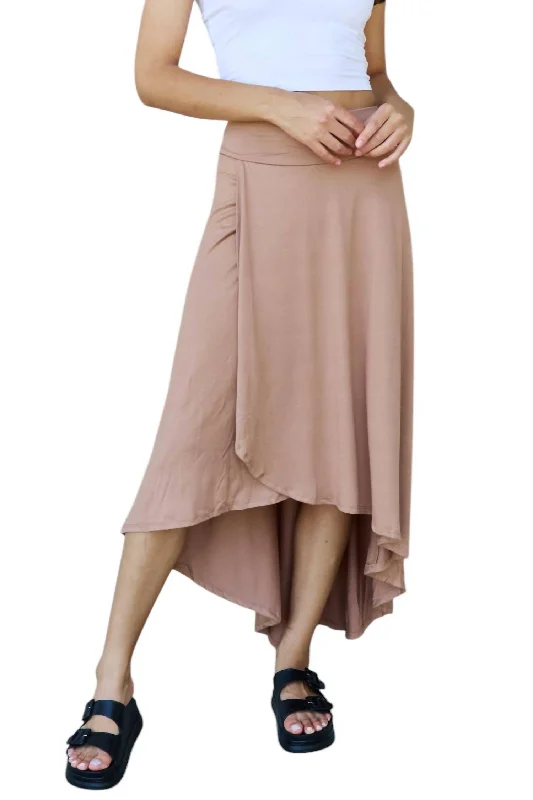 women's silk skirtsHigh Waisted Flare Maxi Skirt In Camel