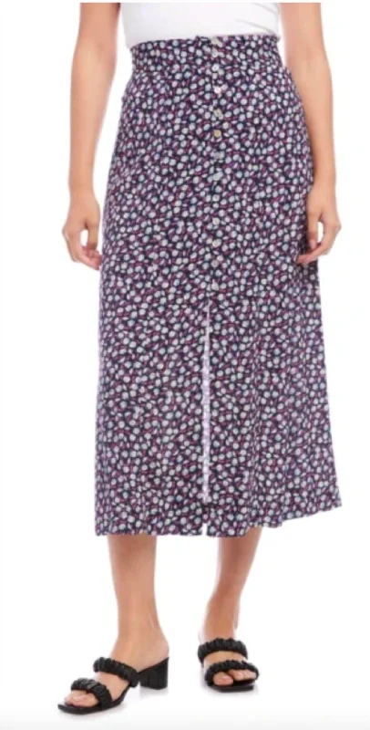 women's travel-friendly cocktail skirtsIn Full Bloom Button Front Skirt In Daisy