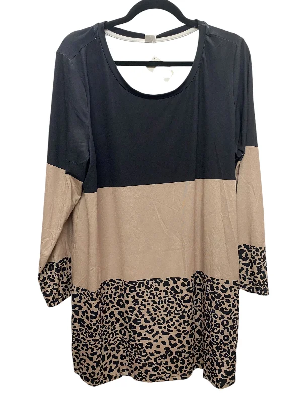 women's long sleeve tops with wrinkle-resistant fabricTop Long Sleeve By Clothes Mentor In Animal Print, Size: 1x