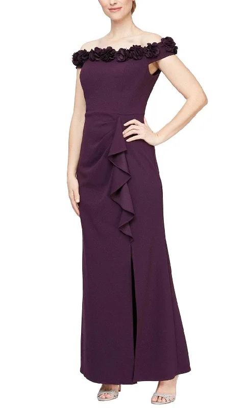 women's fair-trade dressesAlex Evenings 8160404 - 3D Draped Detailed Fitted Long Gown