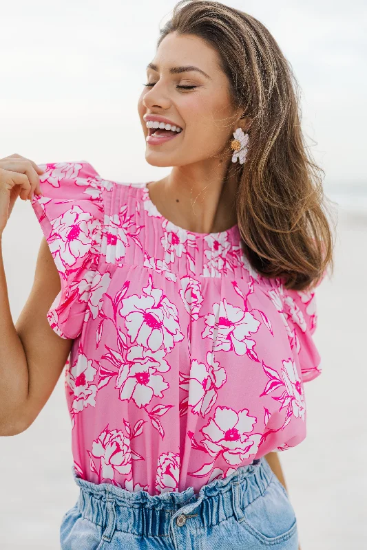 women's tops for those who love to experiment with fashionClear Your Mind Pink Floral Blouse