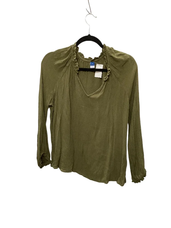 women's long sleeve tops with inspirational quotesTop Long Sleeve By Old Navy In Green, Size: M