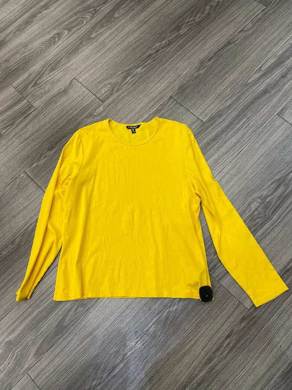 high-quality women's long sleeve topsTop Long Sleeve By Lauren By Ralph Lauren In Yellow, Size: 2x