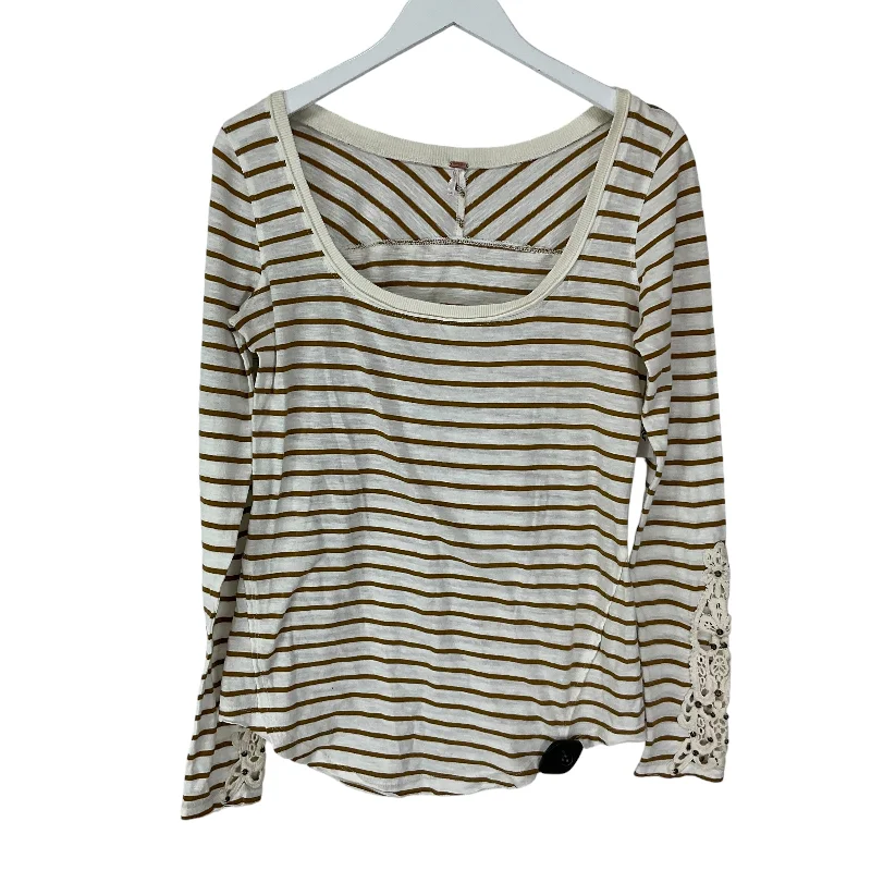 women's long sleeve tops with short torso lengthsTop Long Sleeve By Free People In Cream, Size: M