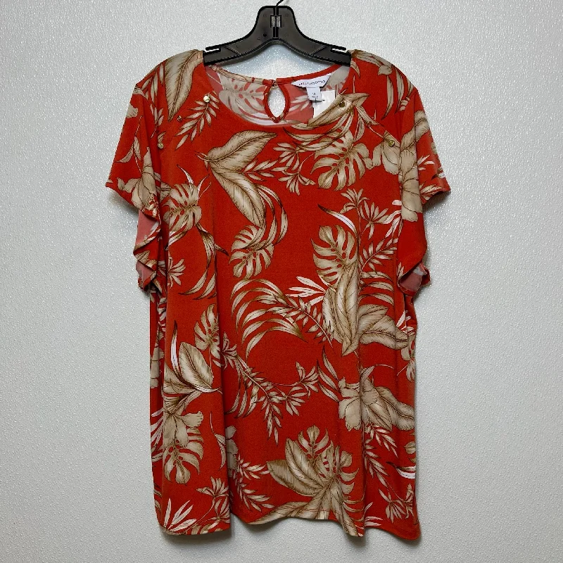 women's T-shirts with bold colorsTerracotta Top Short Sleeve Liz Claiborne O, Size 1x