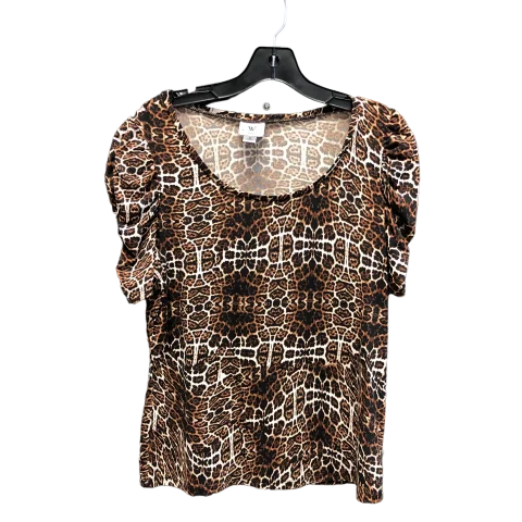 floral women's T-shirtsAnimal Print Top Short Sleeve Worthington, Size M