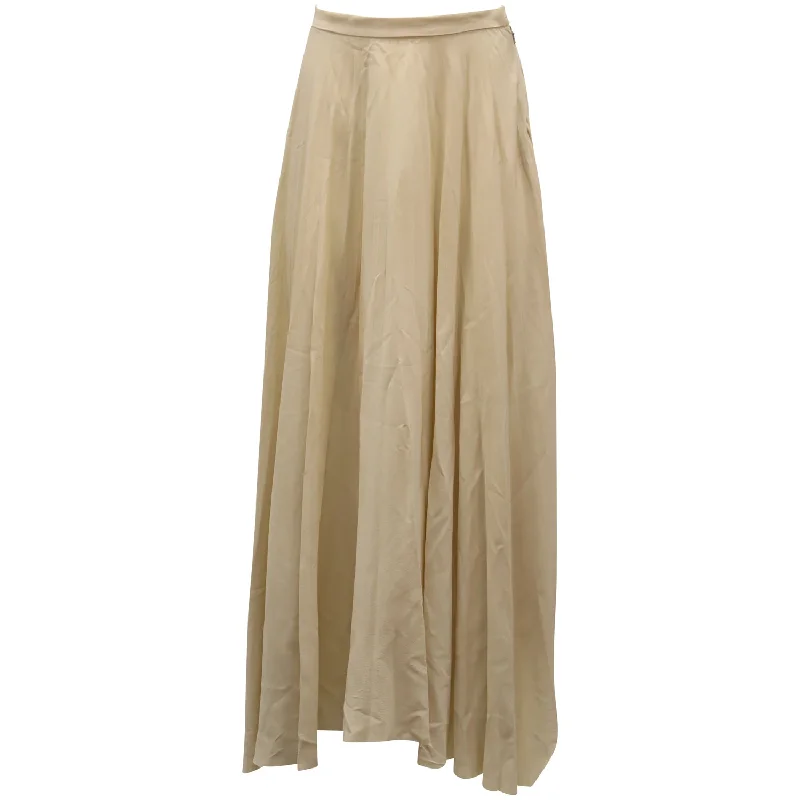 women's affordable velvet skirtsHelmut Lang Maxi Pleated Skirt in Nude Silk