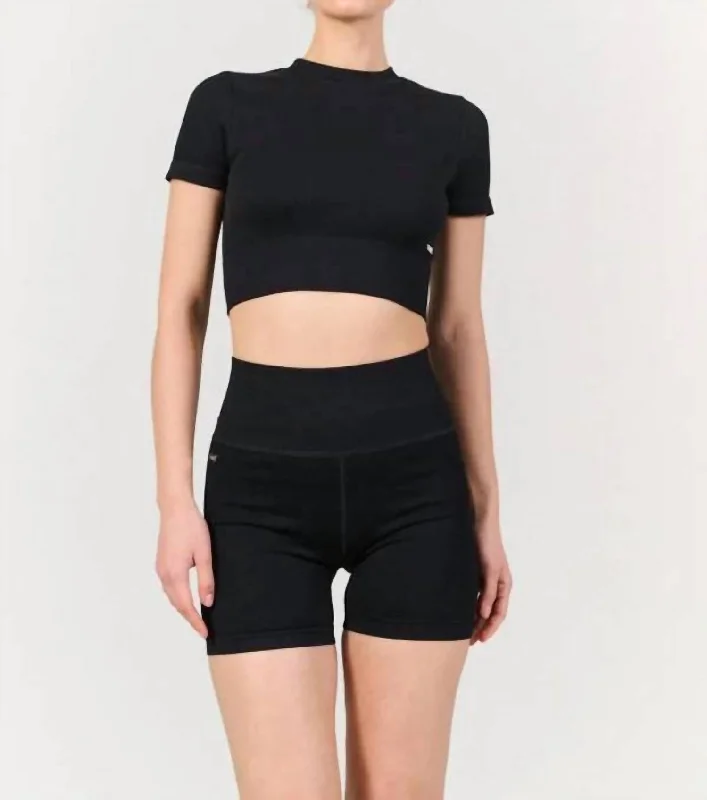 women's cotton shortsHigh Waisted Rib Short In Black