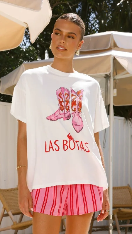 Las Botas Top and Shorts Set - White/Pink