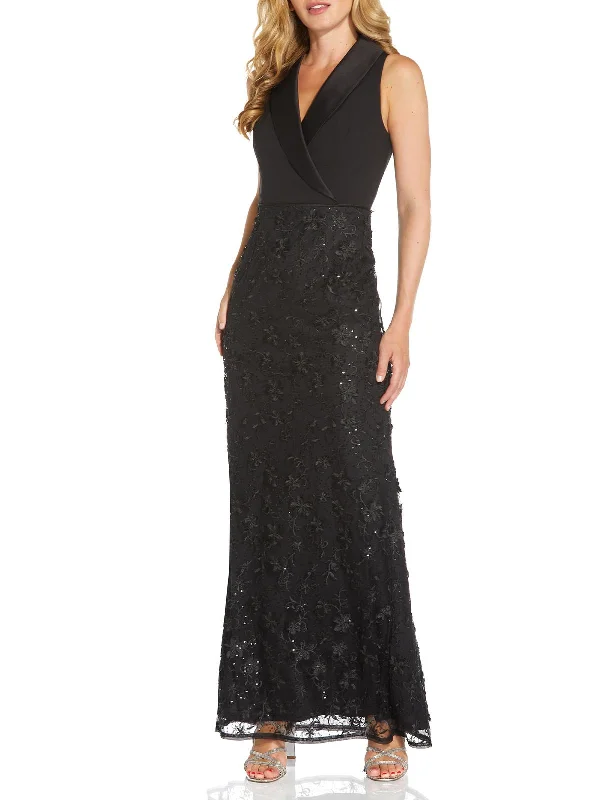 women's high-low dressesWomens Tuxedo Maxi Evening Dress