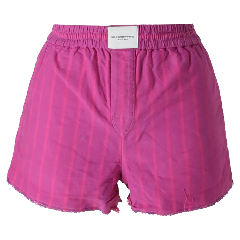 women's relaxed-fit shortsAlexander Wang Logo Striped Shorts in Pink Cotton