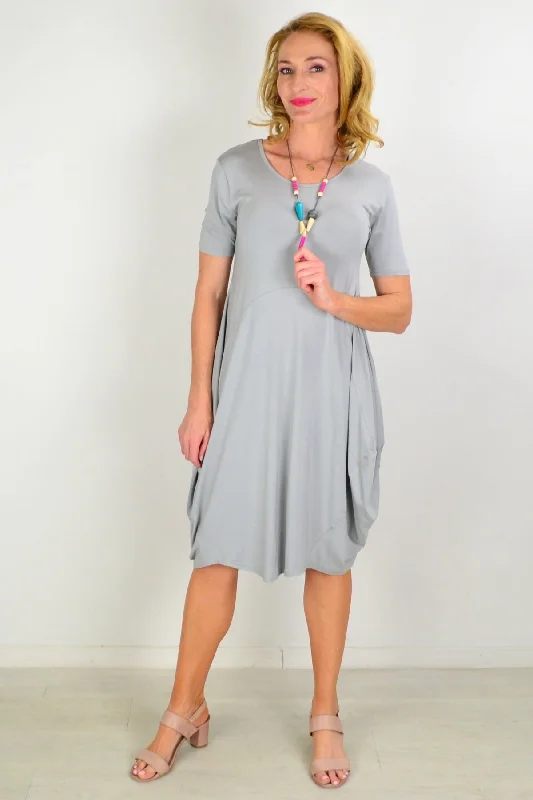 women's coats for relaxed weekendsGrey Short Sleeve Modal Tunic Dress