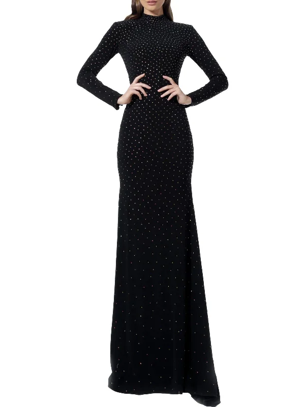 women's vintage dressesWomens Rhinestone Maxi Evening Dress