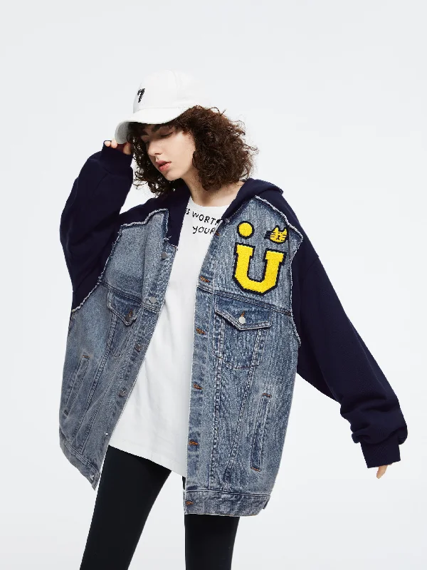 women's coats with adjustable sleeves'U-Cat' 2-in-1 Denim Jacket